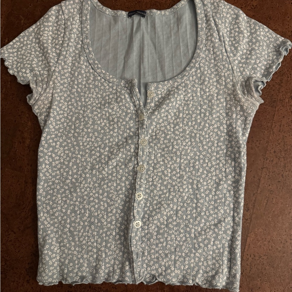 Brandy Melville Light Blue Floral Blouse